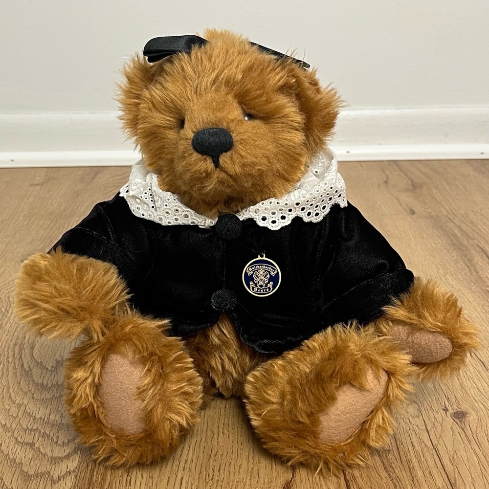 Vintage‎ Knickerbocker Bear Co Brown Fur Black Gown Lace Collar Elizabear Plush